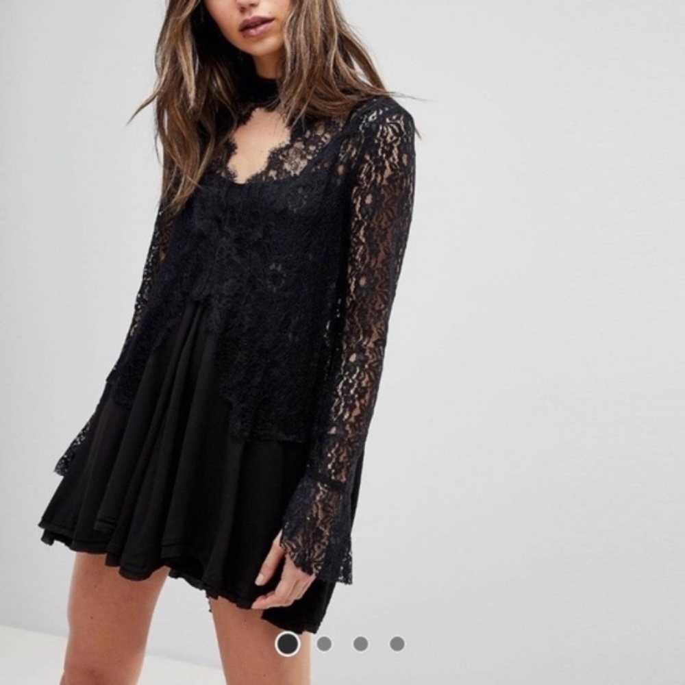 Free People Black Lace High Low Dress - Picture 4 of 6